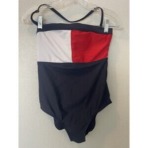 Tommy Hilfiger Americana Iconic Crisscross Bandeau One Piece Swimsuit XS USA